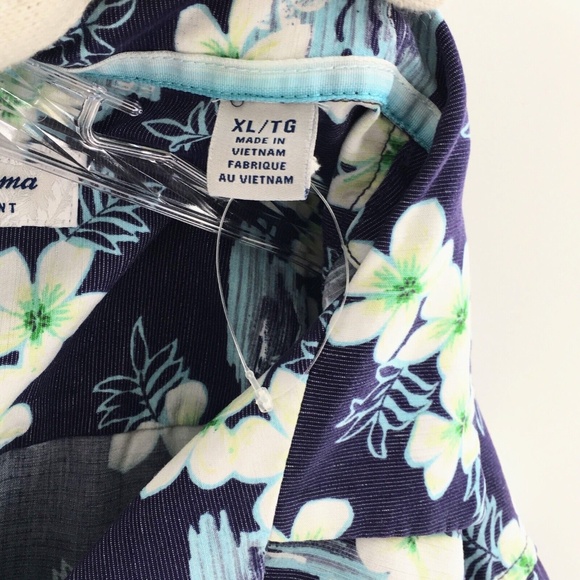 Tommy Bahama Mens Camp Shirt Blue Coconut Point Surf Shack Floral Sz XL - Picture 9 of 10
